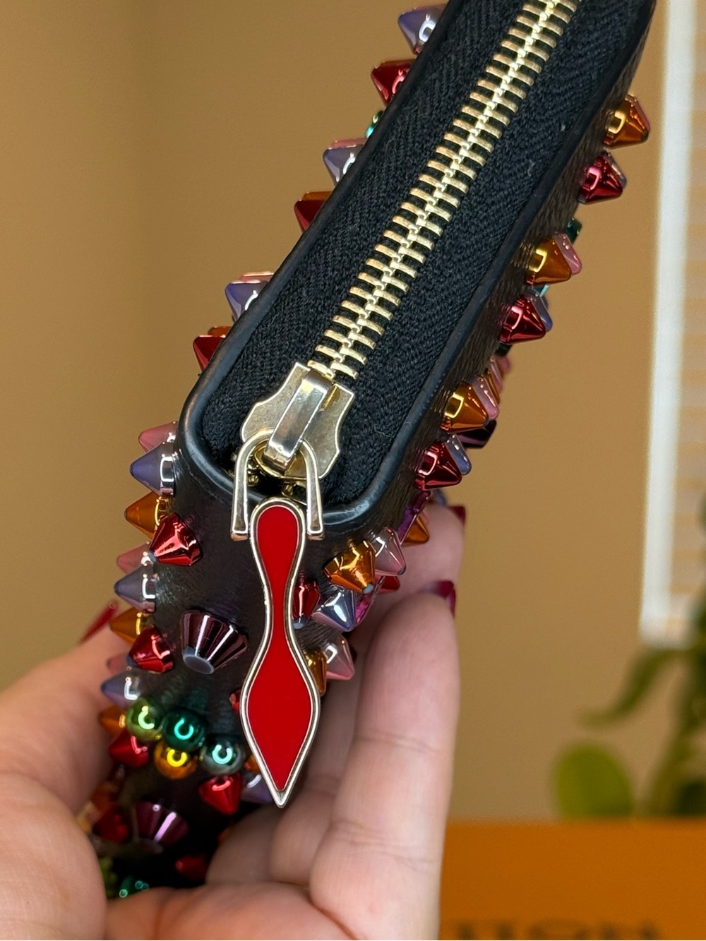 π³πππ π΅ππ Christian Louboutin Black Zip-Around Wallet with Multicolor Crystals - Picture 6 of 10